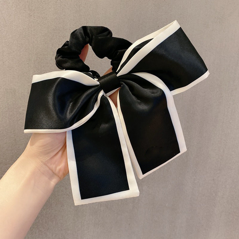 SCRUNCHIES BOW RIBBON ΜΑΥΡΟ ΜΕ ΛΕΥΚΕΣ ΛΕΠΤΟΜΕΡΕΙΕΣ