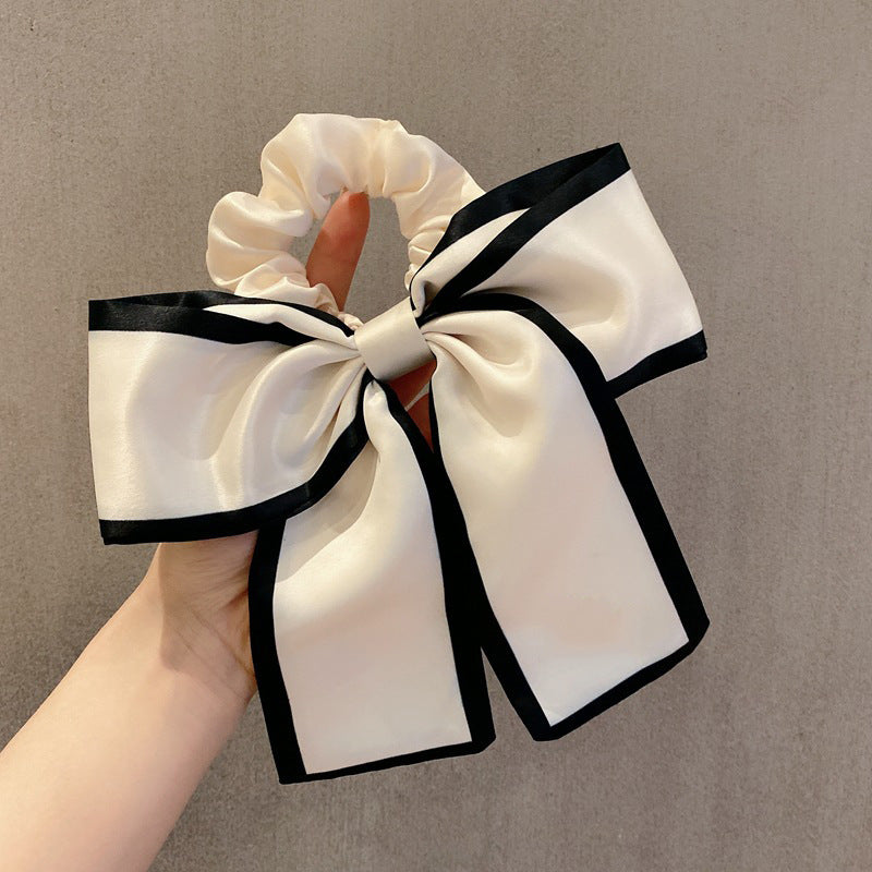 SCRUNCHIES BOW RIBBON ΛΕΥΚΟ ΜΕ ΜΑΥΡΕΣ ΛΕΠΤΟΜΕΡΕΙΕΣ